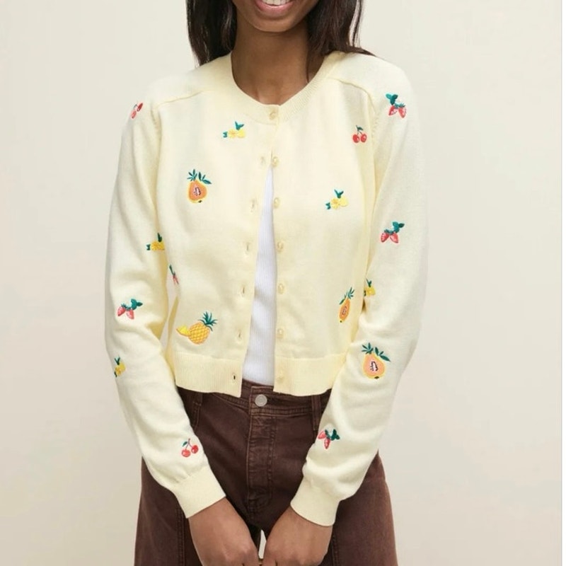 525 America Embroidered Patch Sweater Cardigan Large